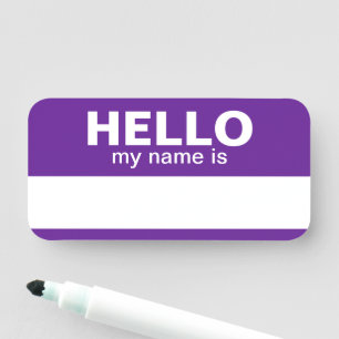 Hello my name is - Purple - Employee Dry Erase Tag