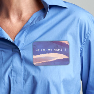 Hello My Name is Purple Watercolor Name Tag