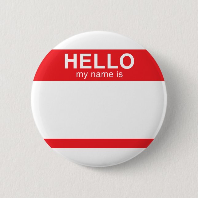 Hello My Name Is - Red 2 Inch Round Button (Front)