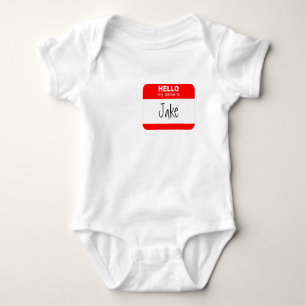 Hello, My Name is ... (red) Baby Bodysuit