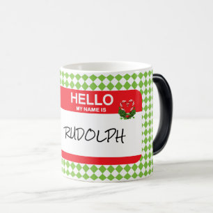 Hello My Name Is Rudolph Nametag Festive Christmas Magic Mug