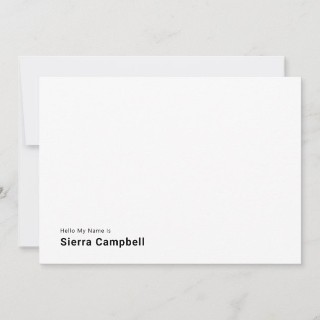 Hello My Name Is | Simple Personalize  Card (Front)