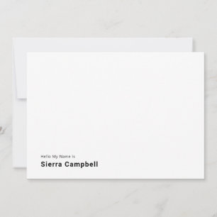 Hello My Name Is   Simple Personalize  Card