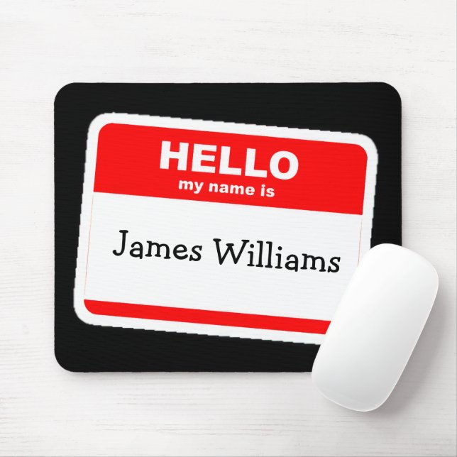 Hello My Name Is Sticker Mouse Pad (With Mouse)