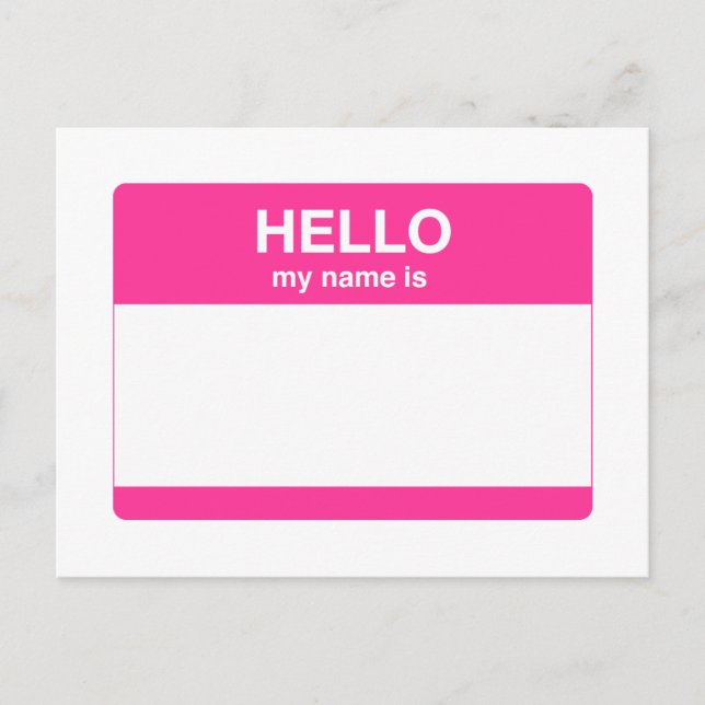 Hello, My Name is Tag Postcard (Front)
