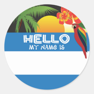 Hello My Name Is tag tropical sunset luau tiki