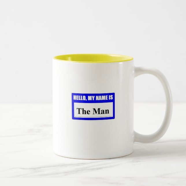Hello My Name Is The Man Two-Tone Coffee Mug (Right)