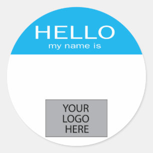 Hello My Name Is - with Custom Logo Classic Round Sticker