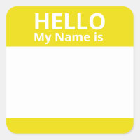 Hello My Name is Yellow White Name Tag Stickers
