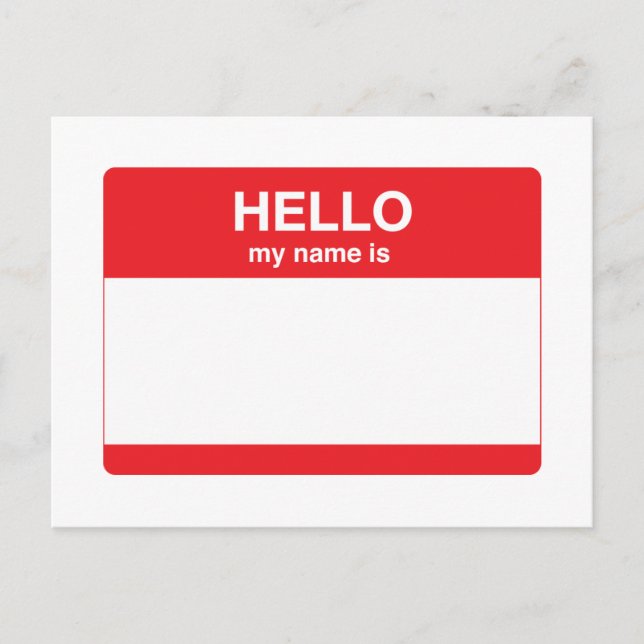 Hello, my name is (your text) postcard (Front)