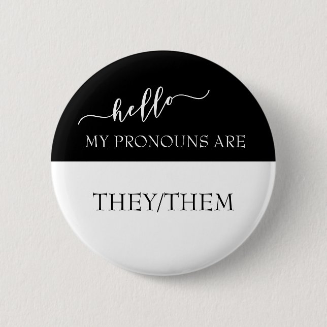 Hello My Pronouns are They Them  2 Inch Round Button (Front)