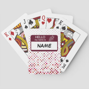 Hello Name Badge Wine Polka Dots Customized Playing Cards