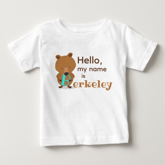 Hello Name Bear Baby T-Shirt (Front)