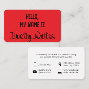 Hello Name Card Red