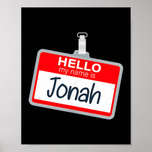Hello Name Is Jonah Funny Halloween Costume Name Poster