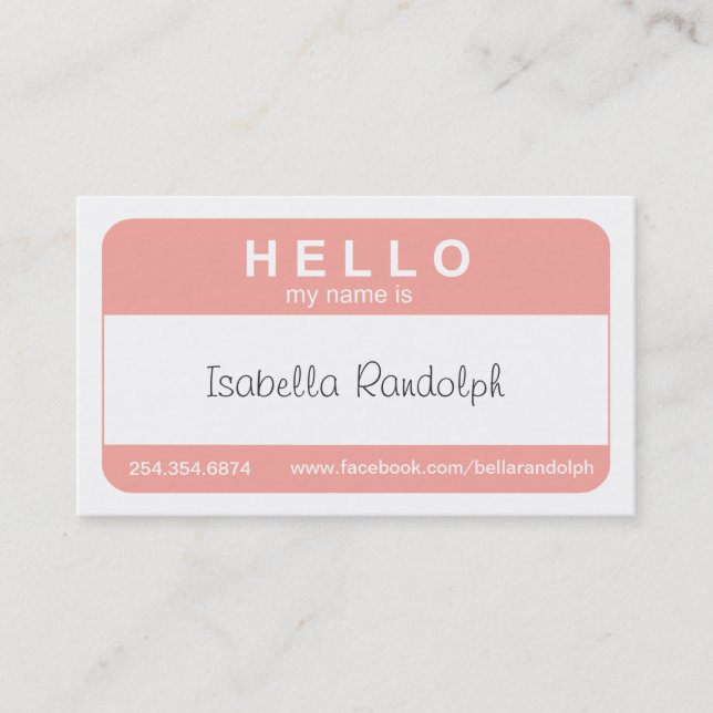 Hello Name Tag Business Card (Front)