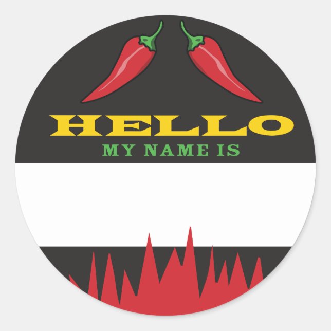 Hello name tag chili peppers cookoff (Front)