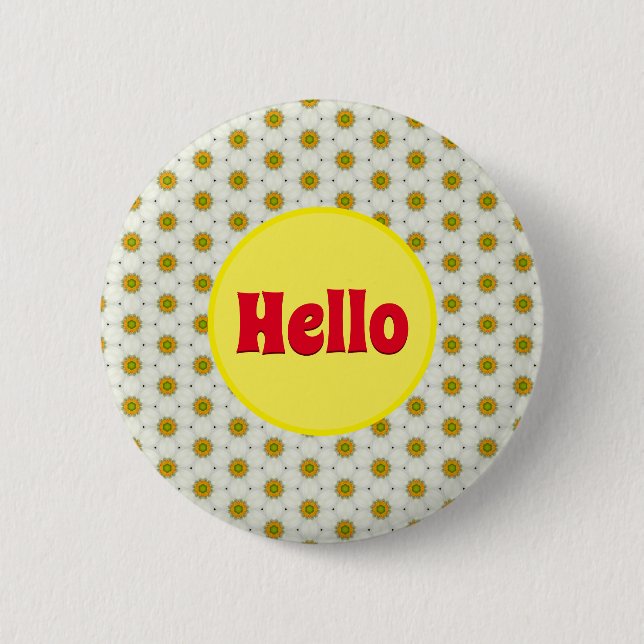 Hello Name Tag Pin Button (Front)