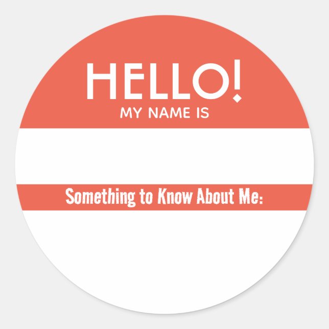 Hello Name Tag Something to Know About Me (Front)