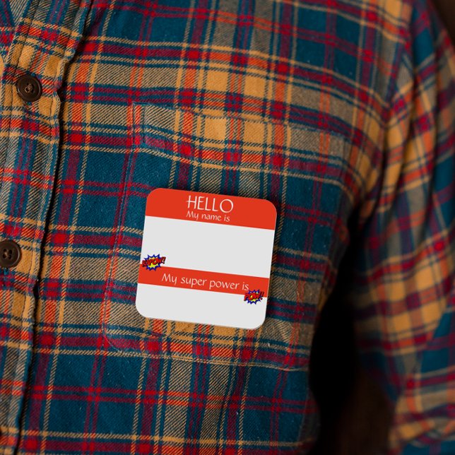 Hello Name Tag Sticker Badge Funny Super Power (Creator Uploaded)