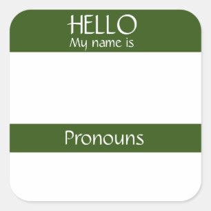 Hello Name Tag Sticker Badge Pronouns are