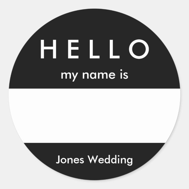 Hello Name Tag Sticker Customize Colour and Messag (Front)