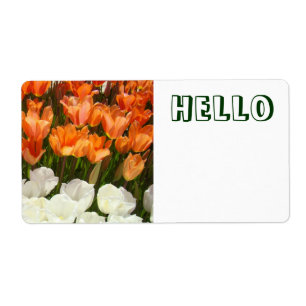 HElLO Name Tags Label stickers Tulip Flowers
