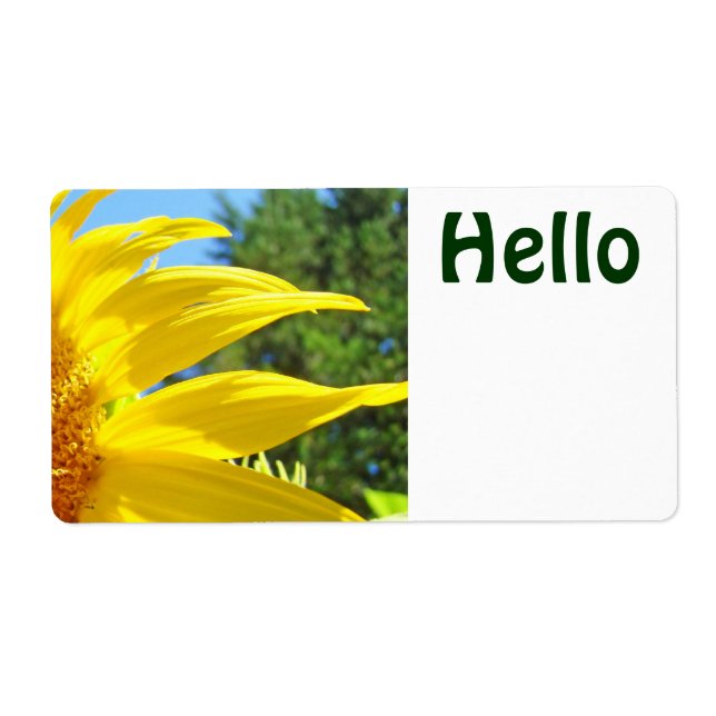 Hello Name Tags personalize Sunflower Summer (Front)