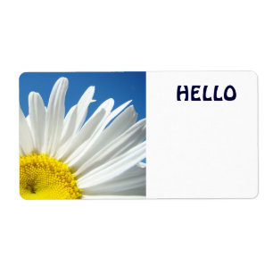 Hello Name Tags White Daisy Flowers Custom