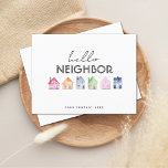 Hello Neighbour Colourful Houses Realty Promo Postcard<br><div class="desc">Use this fun postcard to promote your real estate business.</div>