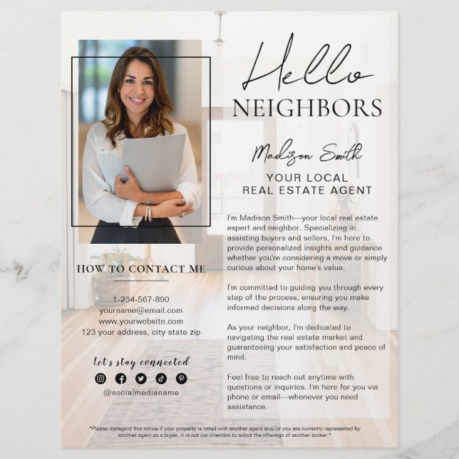Hello Neighbour Real Estate Agent Introduction Flyer (Front)