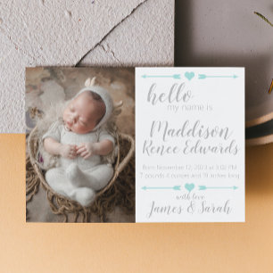 Hello new baby birth announcement with photos
