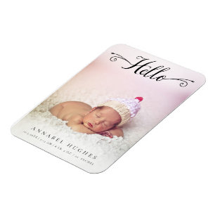 Hello New Baby Girl Boy  Personalized Photo Magnet
