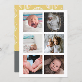 Hello New Baby Photo Personalized Yellow Grey Invitation