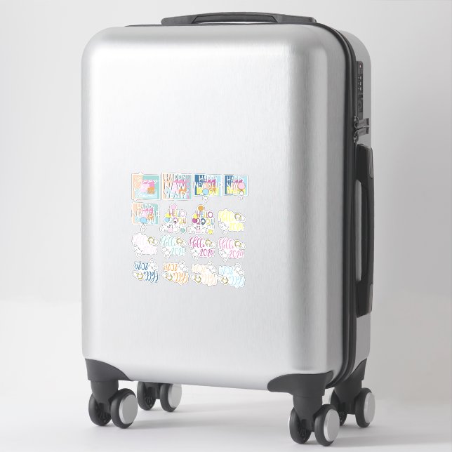 Hello New Year 2024 With Playing Cats (Suitcase)