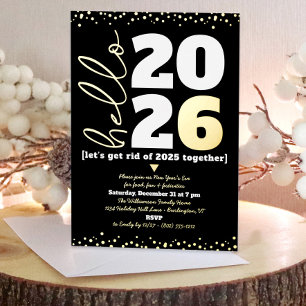 Hello New Year Script Custom Year Black Real Gold