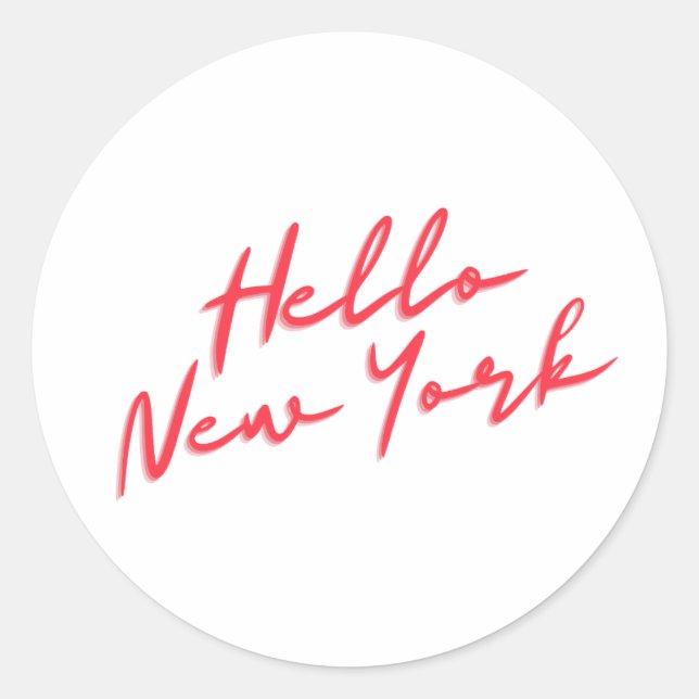 Hello New York Classic Round Sticker (Front)