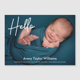 Hello newborn baby photo birth announcement