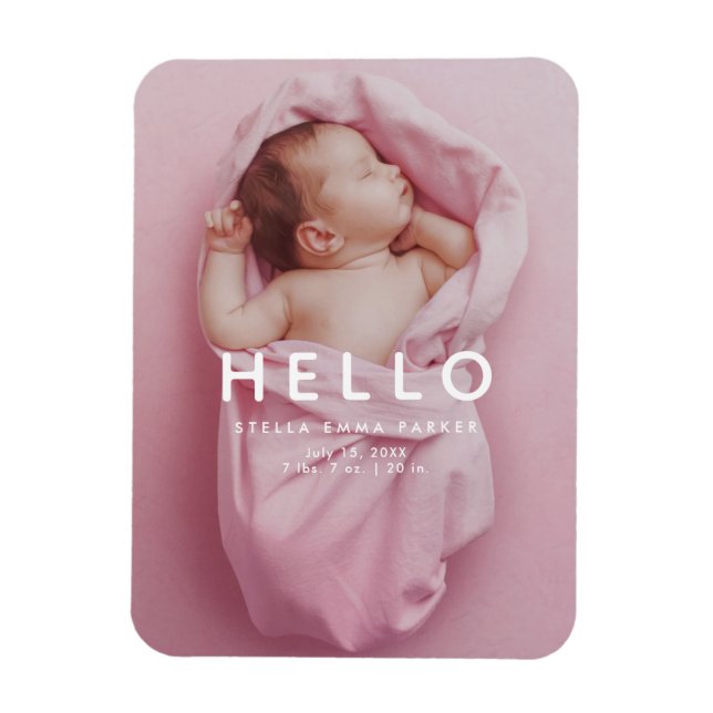 HELLO Newborn Baby Photo Birth Announcement Magnet (Vertical)
