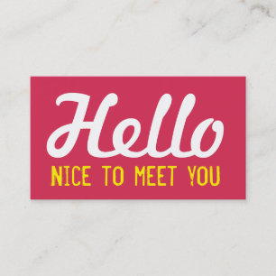 "HELLO Nice to meet you" Magenta Grunge Font Business Card