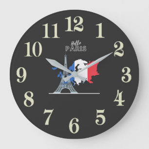 Hello Paris Large Clock