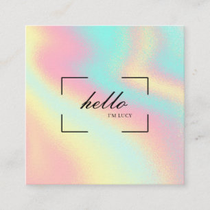 Hello Pastel Holographic Marketing Calling Card