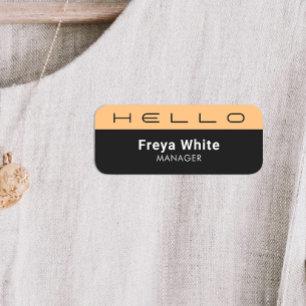 Hello Pastel Orange, Black Name Tag