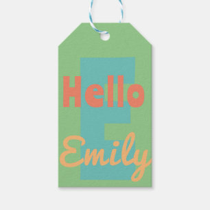 hello personal name mint green peach Gift Tag