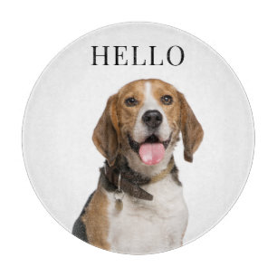 Hello Personalized Beagle Dog Portrait Photo Cutting Board