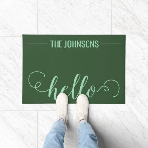 HELLO Personalized Family Name Welcome Mat Hunter