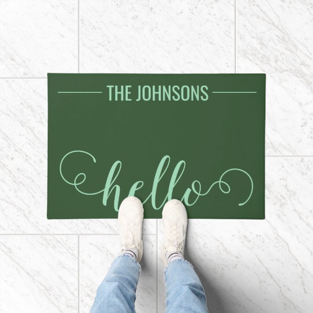 HELLO Personalized Family Name Welcome Mat Hunter (Indoor)