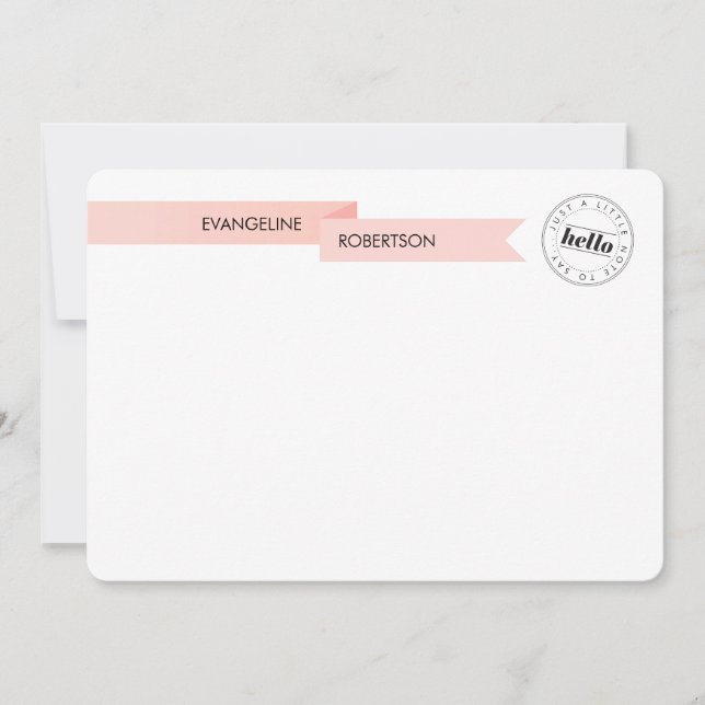Hello Pink Ribbon Note Note Card (Front)