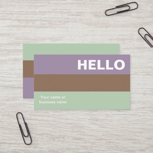 Hello Plum Mint Colour Palette Minimal Classy Business Card (Front/Back In Situ)