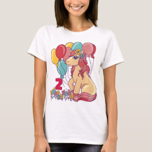 Hello Pony Horse I'm 2 Birthday Two Years Old Kid T-Shirt